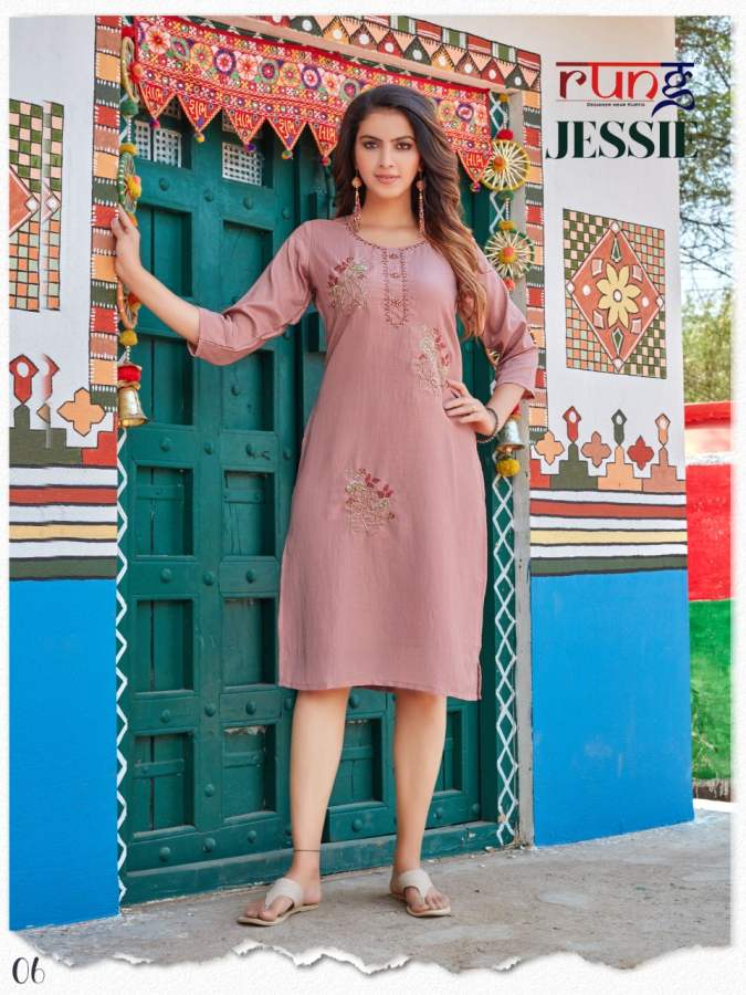 Rung Jessie Party Wear Heavy Chinon Silk Designer Kurti Collection